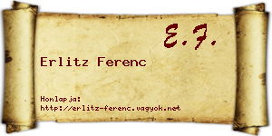 Erlitz Ferenc névjegykártya