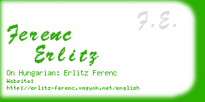 ferenc erlitz business card
